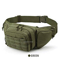 Нагрудная поясная сумка бананка на пояс из MOLLE зеленая green.