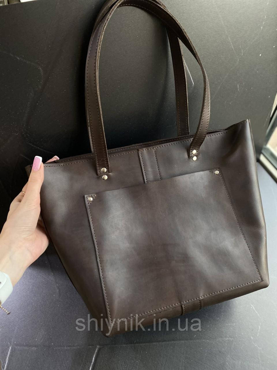 Шкіряна жіноча сумка ANGE коричнева, фото 1