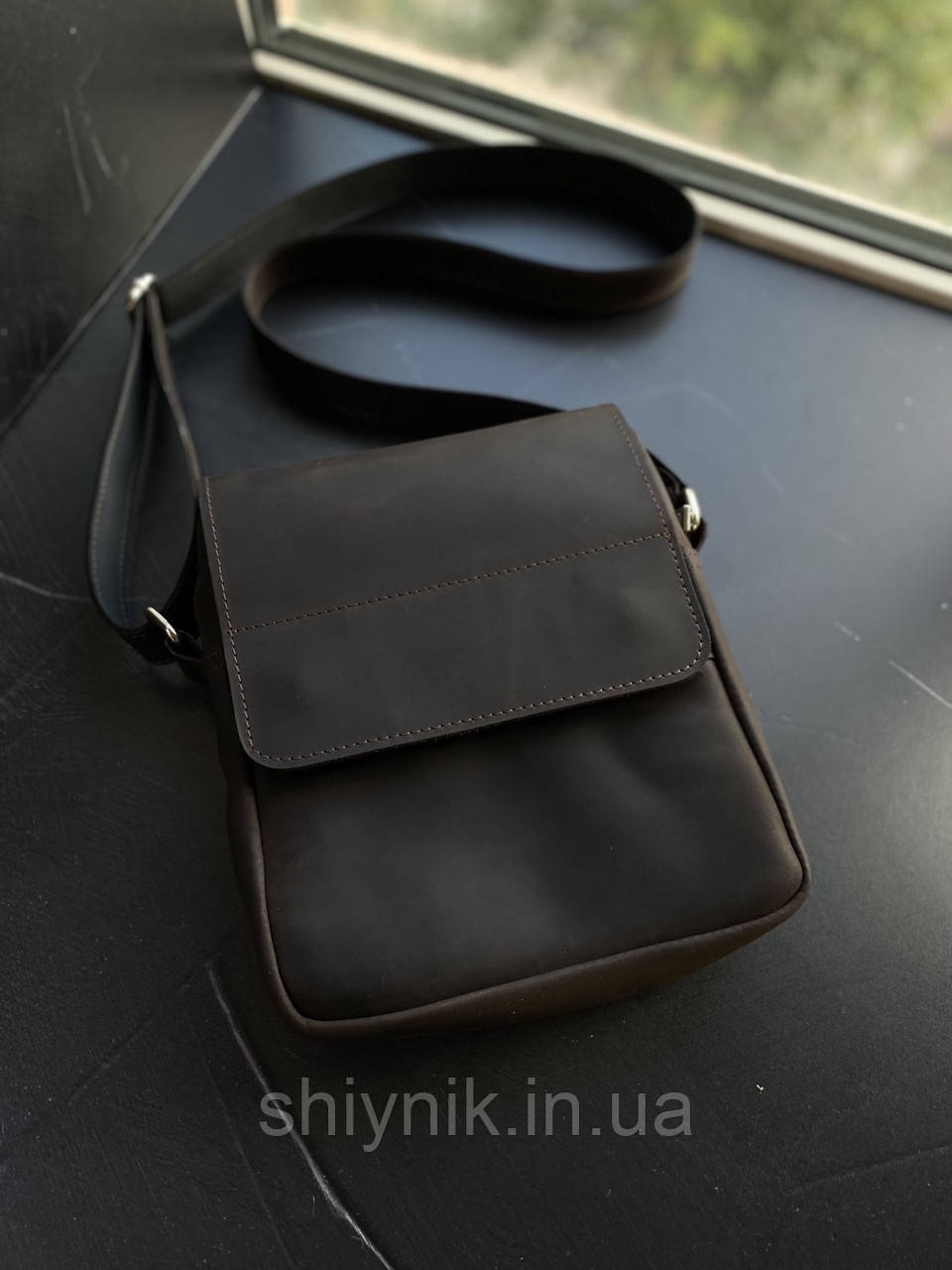 Чоловіча шкіряна сумка EDWIN коричнева, фото 1