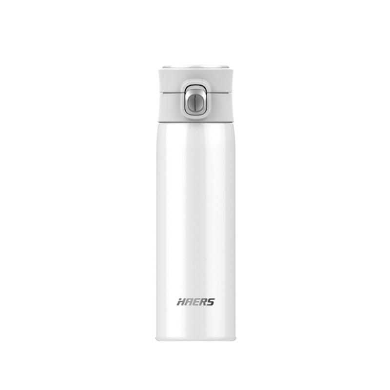 Металічна термокружка Haers HD-420-83, із нержавійки, з кришкою, для кави та чаю, біла, 420 мл