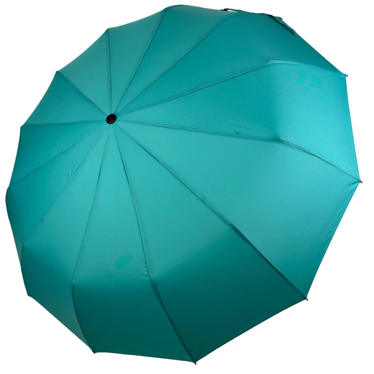 Однотонна парасоля-автомат від Toprain на 12 спиць, бірюзовий, 0512-3
