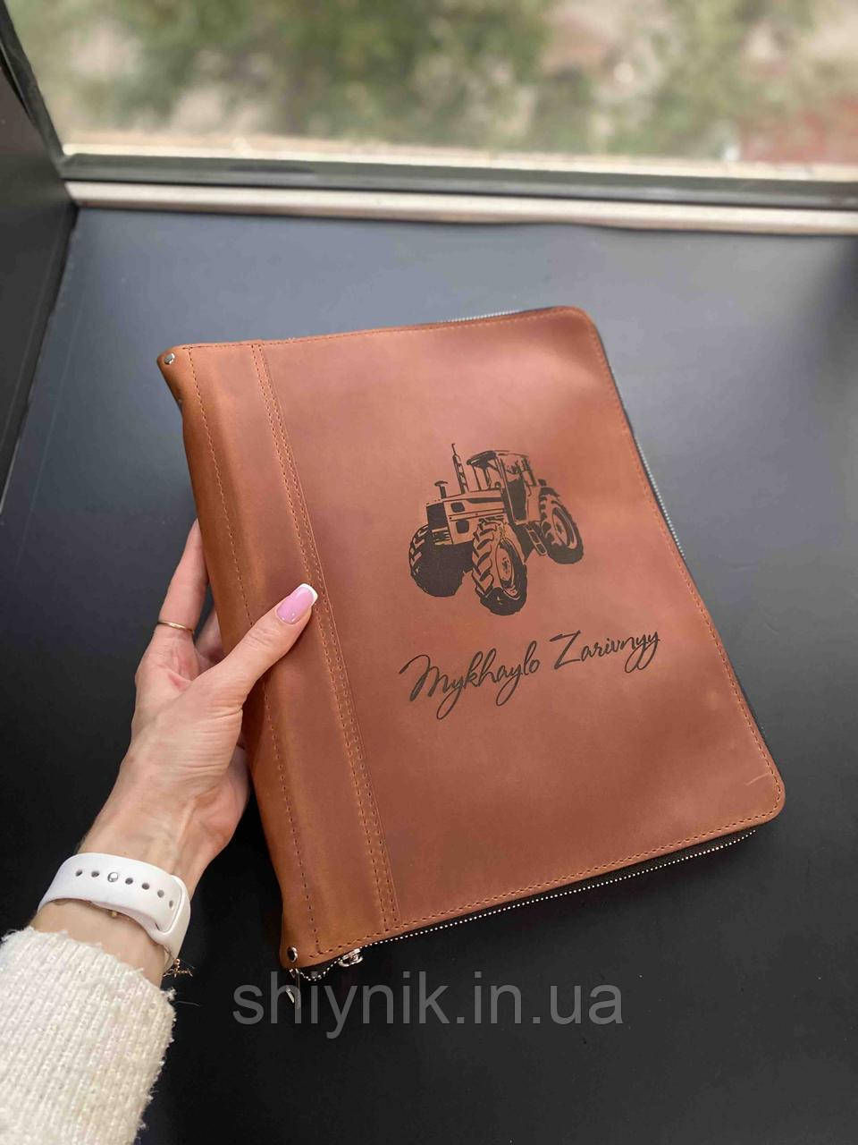 Шкіряна папка для сімейних документів FAMILY FOLDER коньячна, фото 1