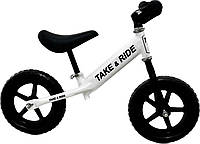 Детский велобег Take&Ride на полиуретановых колесах EVA RB-50 бело-черный от 2 лет.