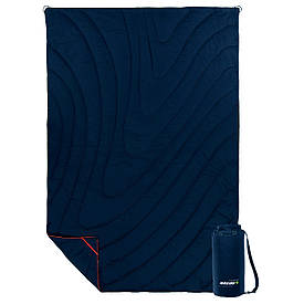 Одеяло мультифункциональное 3в1 для туризма, пикника теплое пуховое стеганое C-BKC-178 Темно-синий
