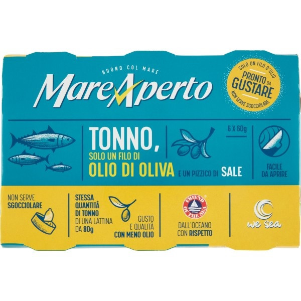 Тунец кусочками Mare Aperto Tonno Olio di Oliva в оливковом масле упаковка 6х60 г Италия - фото 6 - id-p2016052672