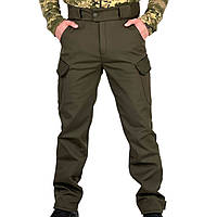 Тактические мужские штаны Softshell Peak Хаки/ Флисовые теплые штаны на зиму/ Водонепроницаемые брюки Олива 2XL