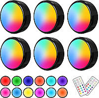 6 світлодіодних RGB світильників ILYXY Puck Lights з пультом дистанційного керування