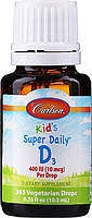 Вітамін Д3, Kid's Super Daily D3, Carlson Labs, для дітей, 400 МО, 10,3 мл BX663, фото 2