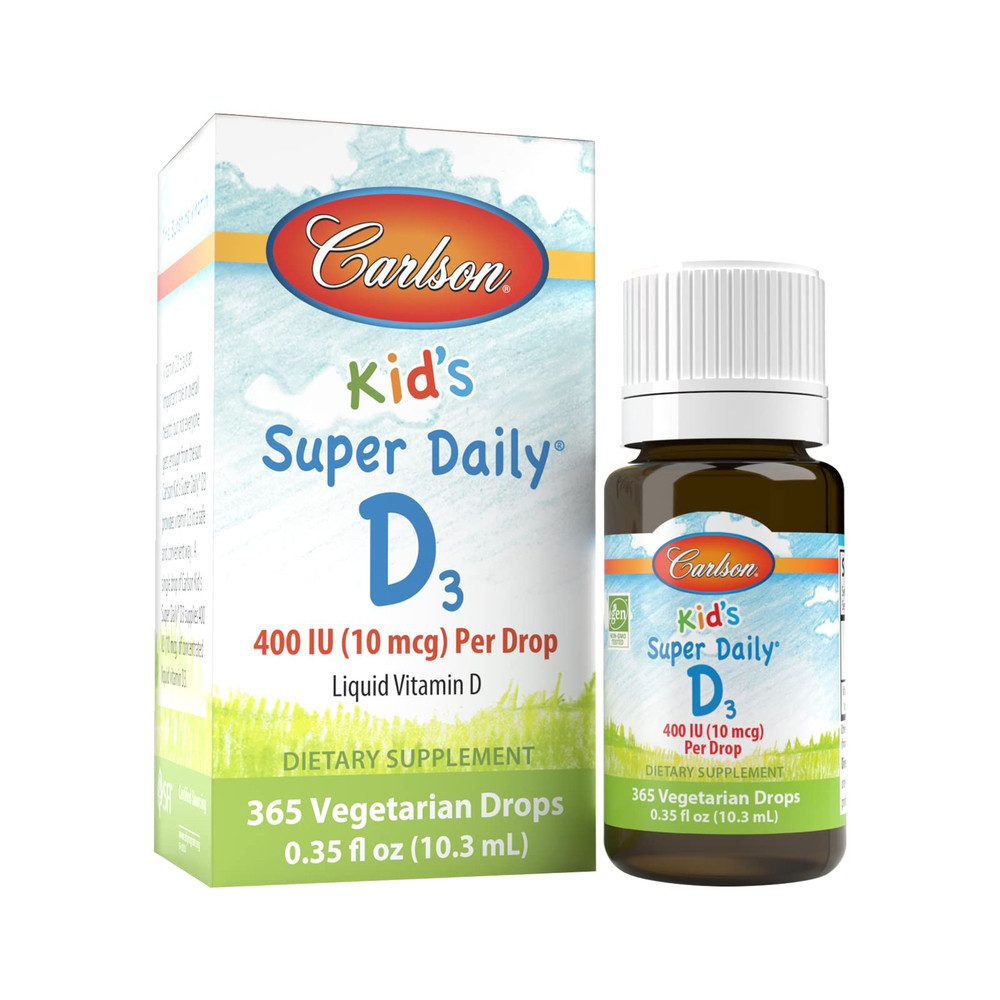 Вітамін Д3, Kid's Super Daily D3, Carlson Labs, для дітей, 400 МО, 10,3 мл BX663, фото 1