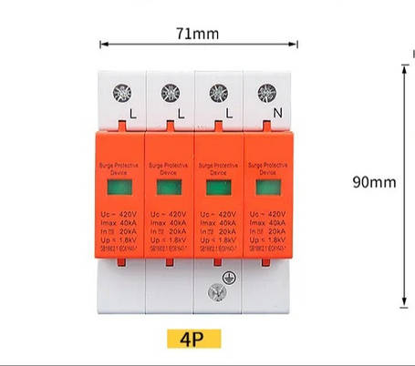 Пристрій захисту на 3 фази від імпульсних перенапруг УЗІП AC 4P 60, фото 2