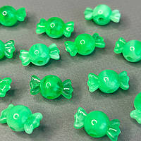 (20 гр) Бусины пластик конфетка 10х18 мм, - зеленый КР