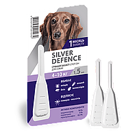 Капли на холку Silver Defence (Сильвер дефенс) от блох, клещей и комаров для собак весом 4-10 кг Palladium