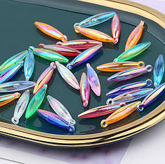 Намистини акрилові "Бурулька АВ" 25х8 мм, мікс (20 шт)