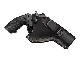 Кобура для Револьвера 4" поясна + прихованого внутрішньобрючного носіння з кліпсою не формована (шкіряна, чорна)SP