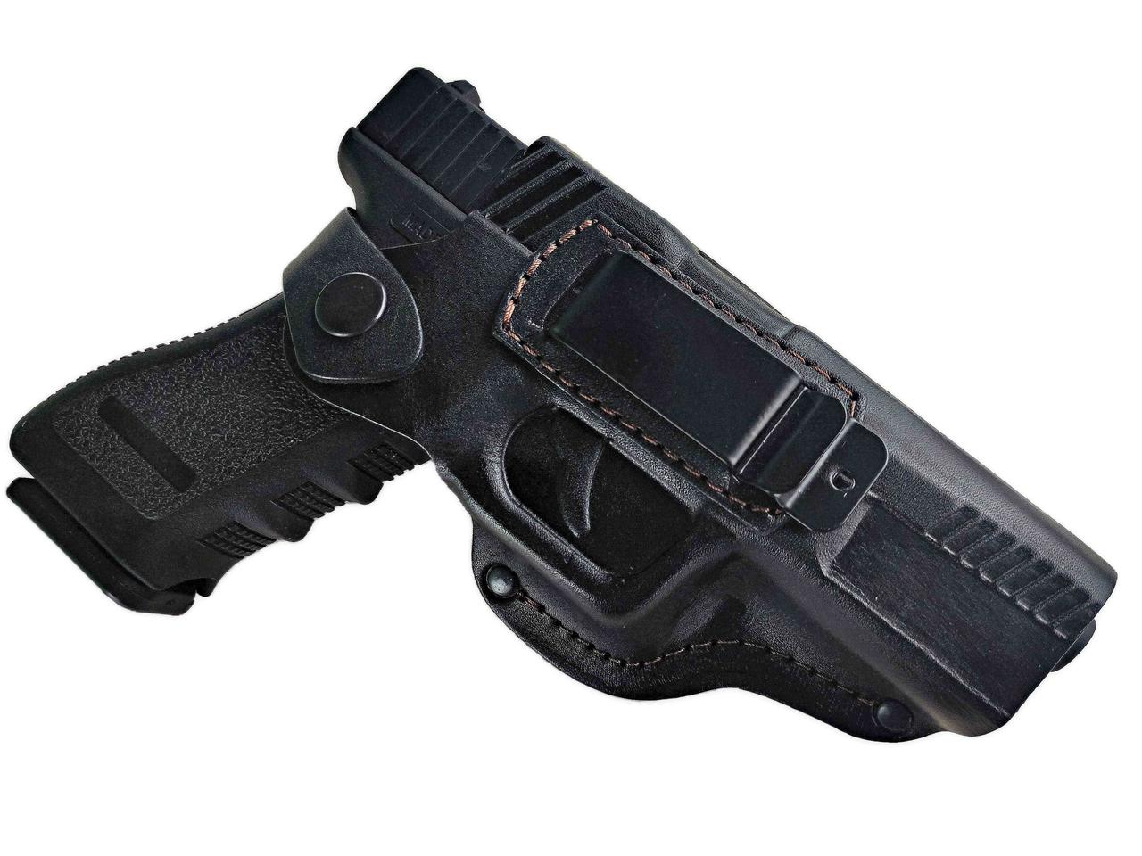 Кобура поясна Glock 17 формована з кліпсою (шкіра, чорна) SV, фото 1