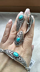 Срібний комплект із сітчастою бірюзою від Хартов