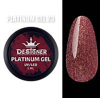 Platinum gel Designer professional глитерная гель краска для дизайна ногтей объем 5 мл цвет бордовый