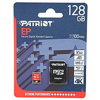 Карта Памяти Patriot EP microSDXC (UHS-I/U3) 128gb V30 10 Class & Adapter Цвет Чёрно-Красный