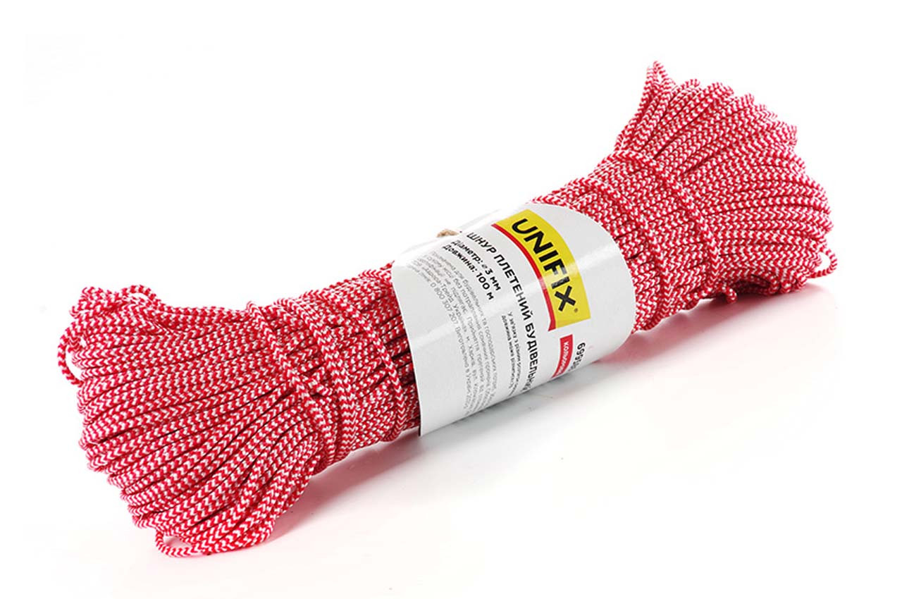 Мотузка плетена Unifix 3мм x 100м будівельна (699586), фото 1