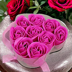 Мило Трояндочки 9шт упаковка у вигляді серця колір рожевий