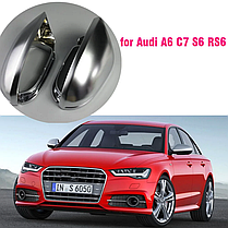 Накладки на дзеркала AUDI (Ауді) A6 C7 (2011-2018) Сріблясті "Полірований Алюміній", фото 3