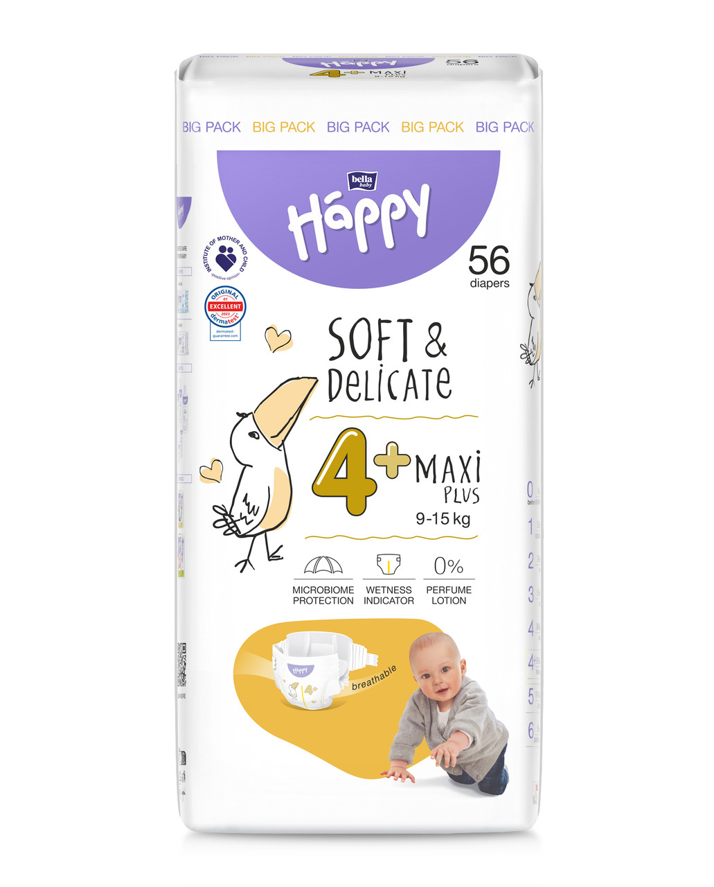 Підгузки дитячі Happy 4+Maxi Plus 9-15 кг 56 шт