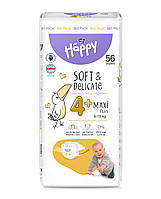 Подгузники детские Happy 4+Maxi Plus 9-15 кг 56 шт