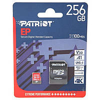 Карта Памяти Patriot EP microSDXC (UHS-I/U3) 256gb V30 10 Class & Adapter Цвет Чёрно-Красный