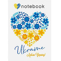 Блокнот мягкая обложка А6 Мандарин 6101-22294 "Люблю Украину" клетка, 48 листов, бок/скоба 56г/м мат. лам