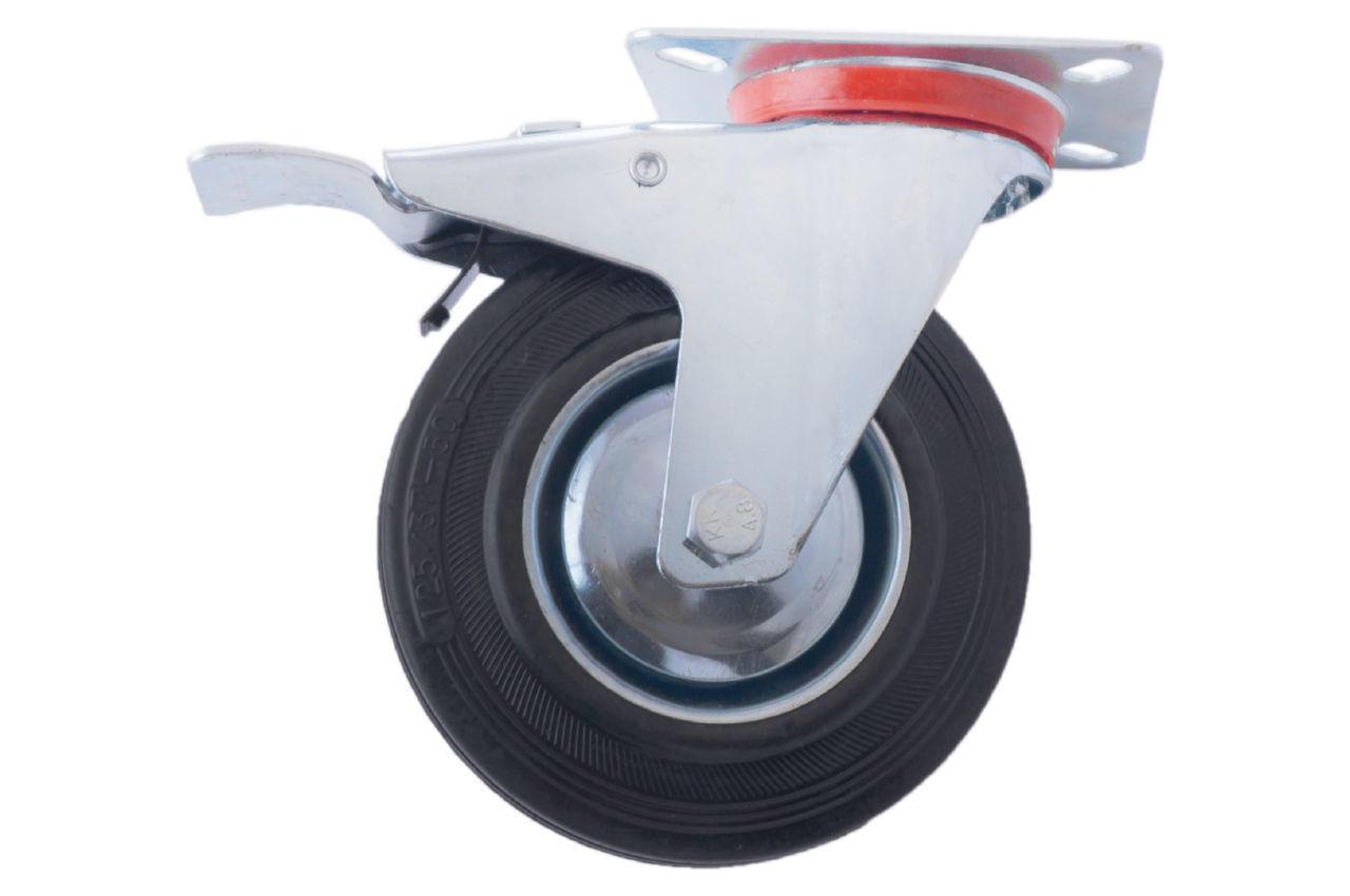 Опора колісна FZB 125 мм платформа з фіксатором Чорна (3-071-002), фото 1