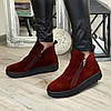 Черевики жіночі замшеві на товстій підошві, колір бордо, фото 4