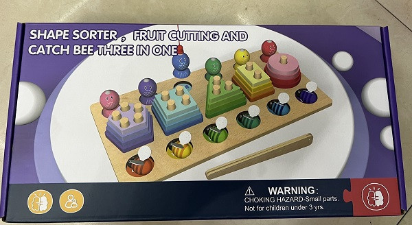 Дерев'яна іграшка Пірамідки 3в1, риболовля, сортер у коробці 32,5*16*6 см