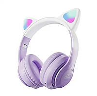 Беспроводные наушники Кошачьи ушки Bluetooth STN-28 PRO CAT Фиолетовые