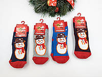 Детские махровые носки носки новогодние для мальчиков и девушек CEBURASHKA со снеговиком, 1 год, 12 пар/уп
