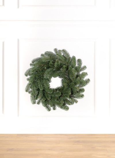 Венок рождественский диаметр 45 см, новогодний венок из хвои, декорированный венок на дверь новогодний зеленый - фото 1 - id-p2016100606