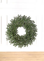 Венок рождественский диаметр 75 см, новогодний венок из хвои, декорированный венок на дверь новогодний зеленый