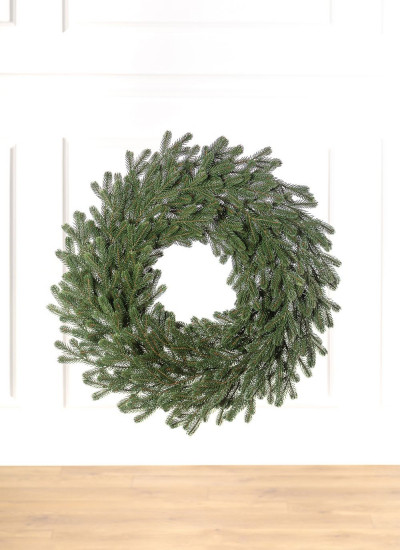 Венок рождественский диаметр 45 см, новогодний венок из хвои, декорированный венок на дверь новогодний зеленый - фото 1 - id-p2016100738