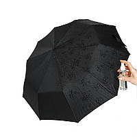 Женский зонт полуавтомат на 10 спиц Bellisimo "Flower land", проявка, черный цвет, 0461-4 Топ
