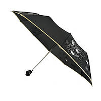 Женский зонт полуавтомат на 10 спиц, с изображением цветов, черный, 0114-3 Топ