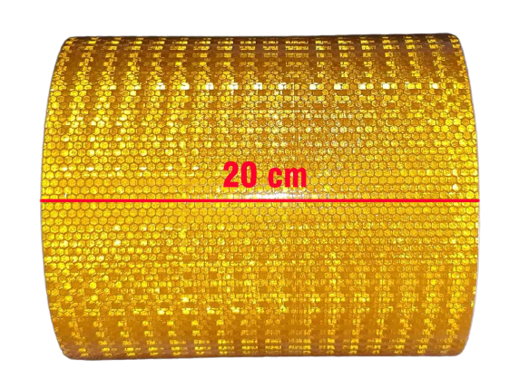 Світловідбивна самоклеюча ТЕМНО-ЖОВТА стрічка, ширина 20см, довжина 50м, фото 2