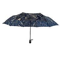 Женский зонт полуавтомат Toprain на 8 спиц "News" с газетным принтом, синий, 02008-4 Топ