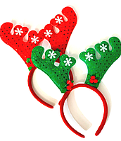 Карнавальний Ободок на Голову Оленьї Рога з паєтками Паковання 12 шт.