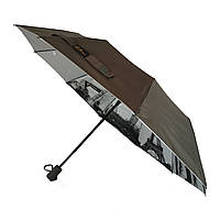 Женский зонт полуавтомат Bellissimo с узором изнутри и тефлоновой пропиткой, коричневый, 018315-2 Топ