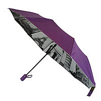 Женский зонт полуавтомат Bellissimo с узором изнутри и тефлоновой пропиткой, фиолетовый топ