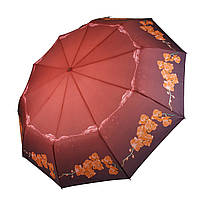 Женский автоматический зонт TheBest-Flagman с орхидеями, модель "Lava", бордовый, 0734-9 Топ