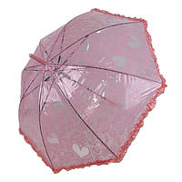Детский прозрачный зонт-трость с ажурным принтом от SL, розовый, 018102-6 Топ