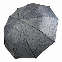 Складной женский зонт полуавтомат "Капли дождя" от SL, серый, 497SL-6 Топ