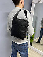 Повсякденна чорна чоловіча сумка шкіряна, барсетка на плече, месенджер сумка планшет планшетка натуральная кожа