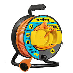 Подовжувач на котушці 40м, 2х1,5мм² з виносною розеткою SVITTEX