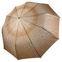Женский зонт полуавтомат "Капли дождя" от S&L на 10 спиц, бежевый, 01605Р-6 Топ